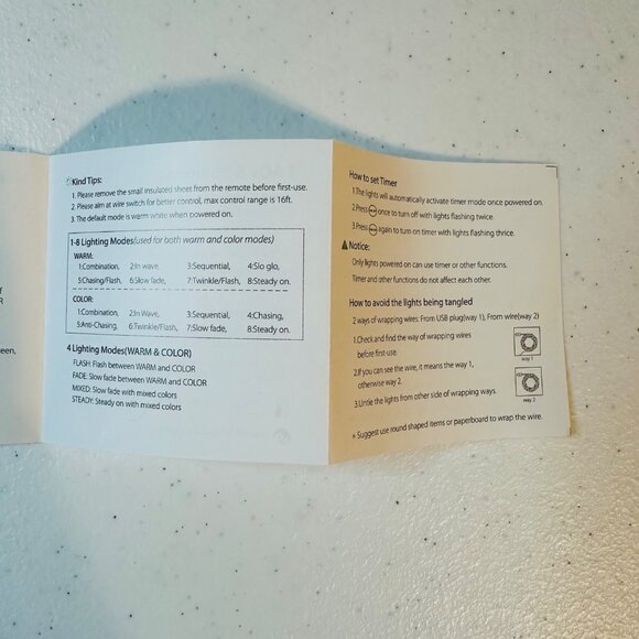 USB LED String Lights With Remote Control & Power Adapter Multiple Color Modes - Picture 5 of 7